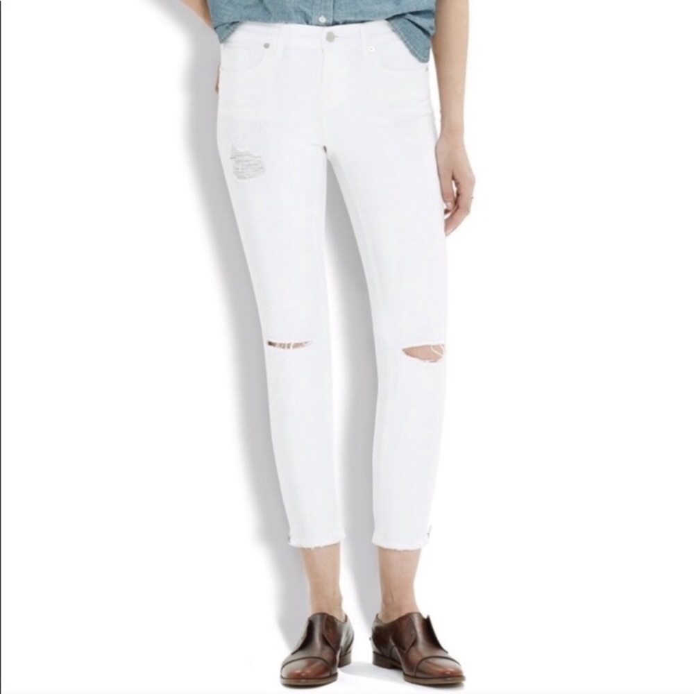 Madewell distressed high rise skinny crop jeans
